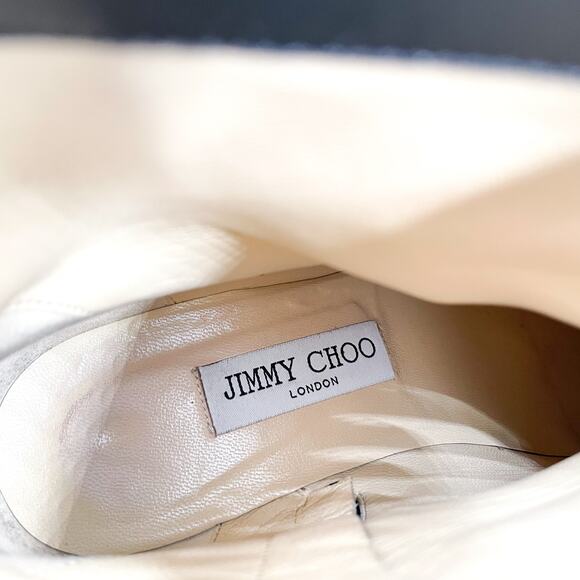 Jimmy Choo Mava Boots Crystal Trim Black Leather Ankle Block Heel Sz 38.5 / 8.5 - Picture 13 of 13